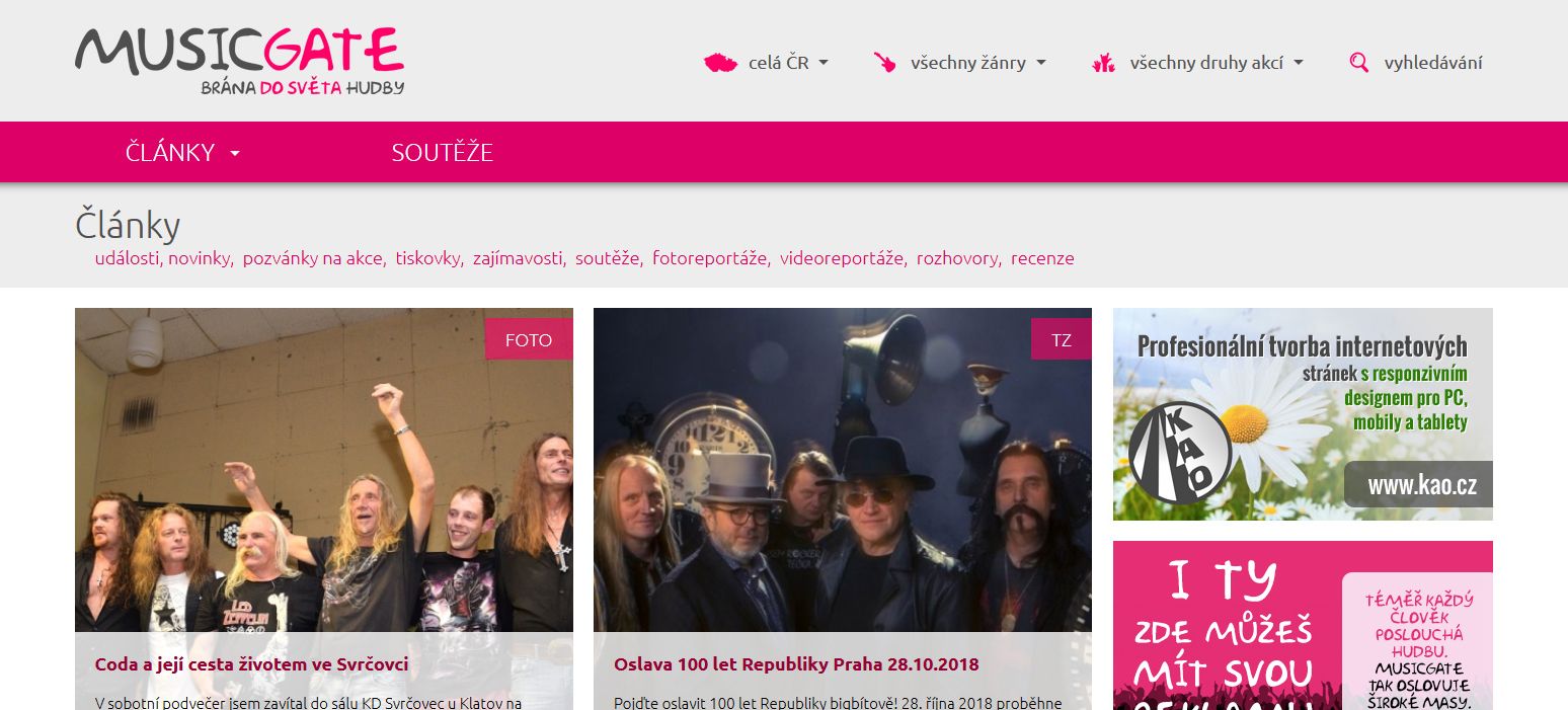 MUSICGATE.cz (brána do světa hudby) ....... reference KAO.cz